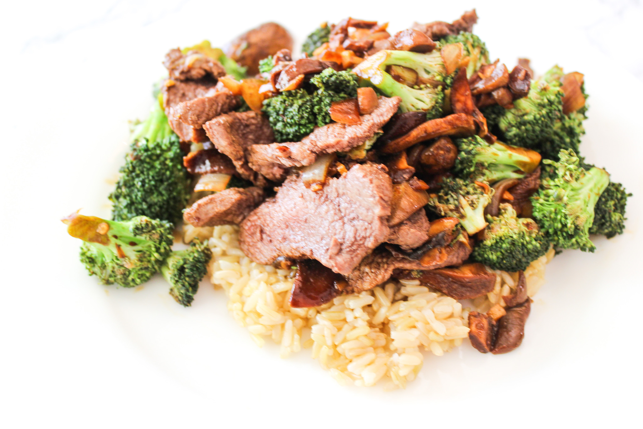 Ginger Beef, Broccoli and Mushroom Stir Fry